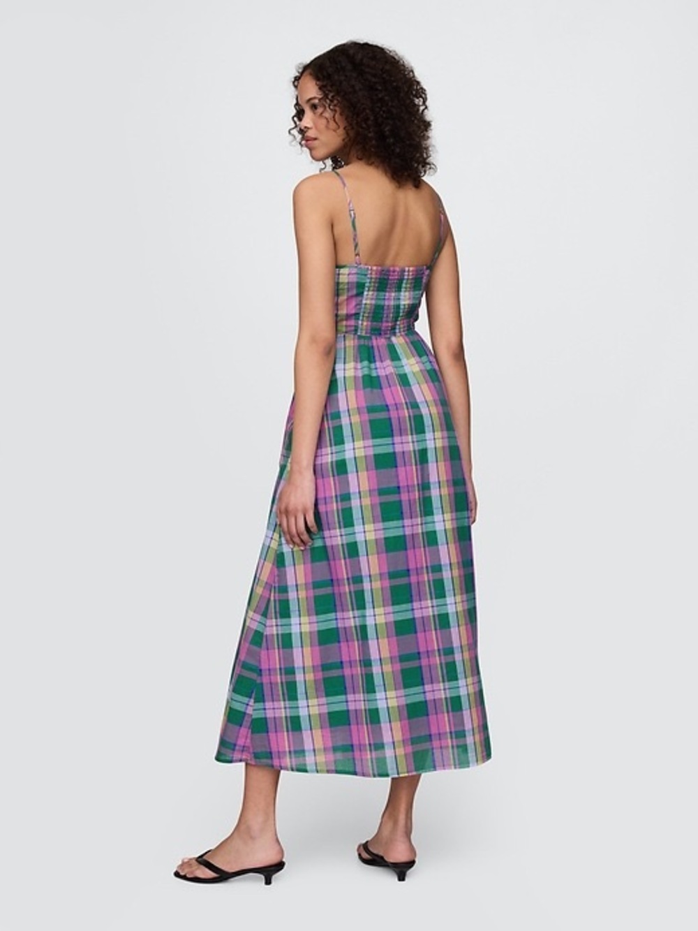 GAP Plaid Midi Dress in Pink and Green - Picture 2 of 4